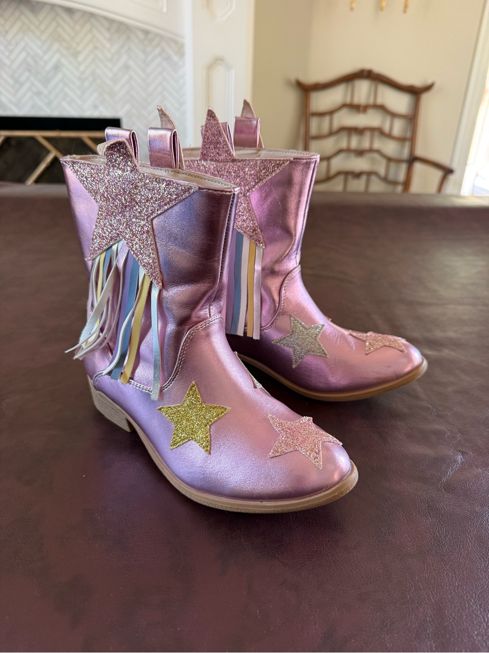 Dream Pairs Metallic Pink Kids Western Bootie